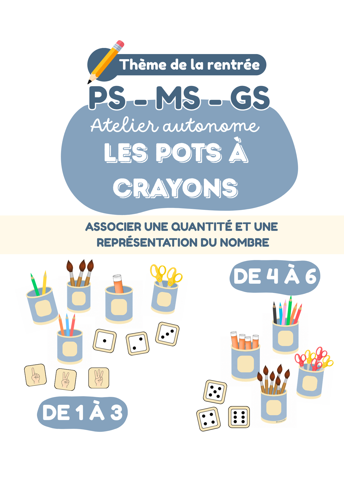 Les pots à crayons – Atelier autonome numération (PS – MS – GS)