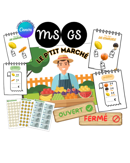 Le P'tit Marché | Atelier monnaie MS & GS | Calcul de petites sommes