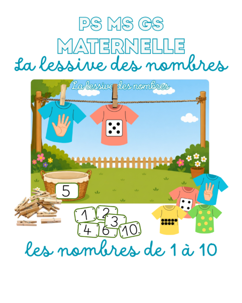 La lessive des nombres | Jeu des représentations des nombres 1 à 10 | PS MS GS