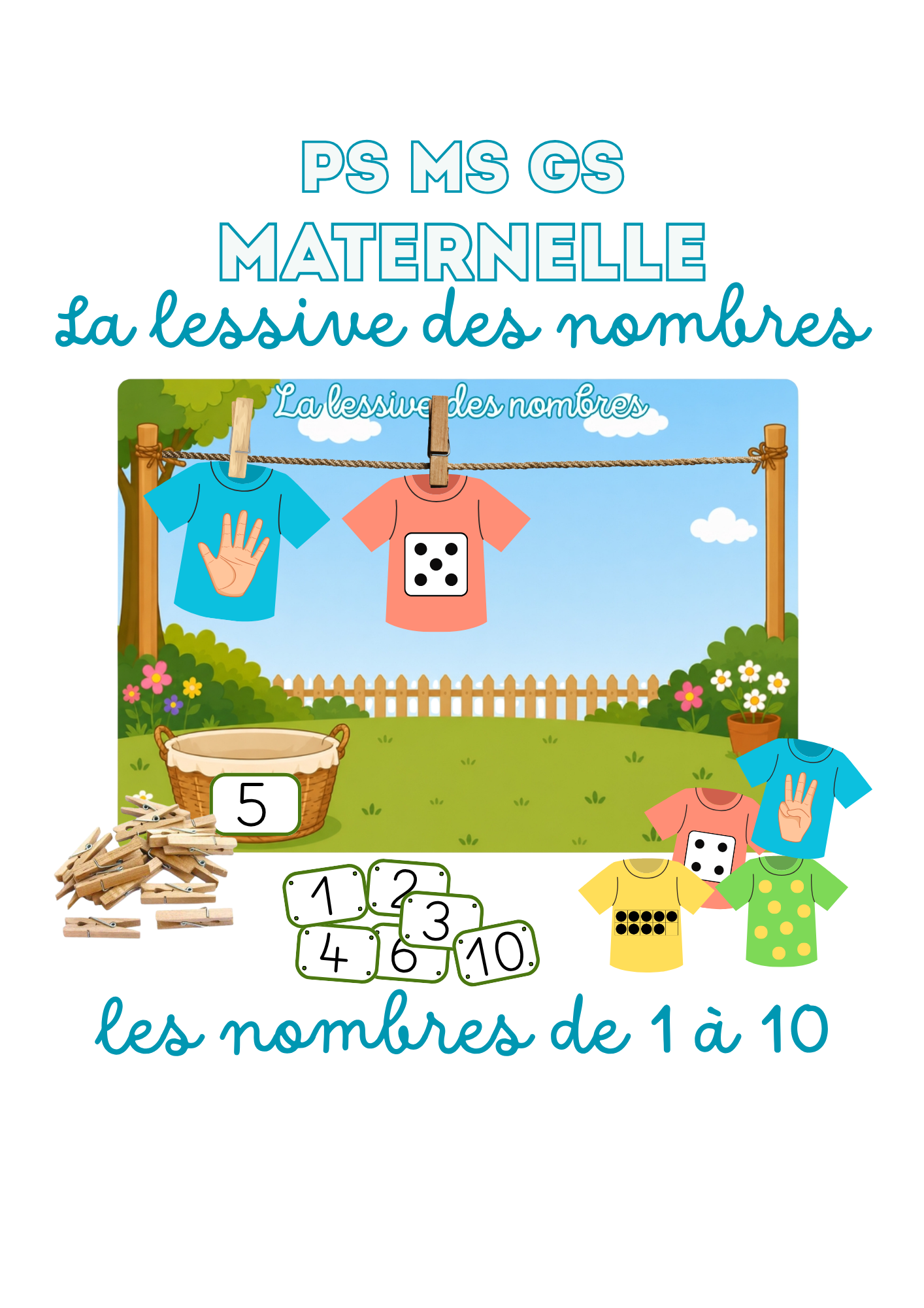 La lessive des nombres | Jeu des représentations des nombres 1 à 10 | PS MS GS