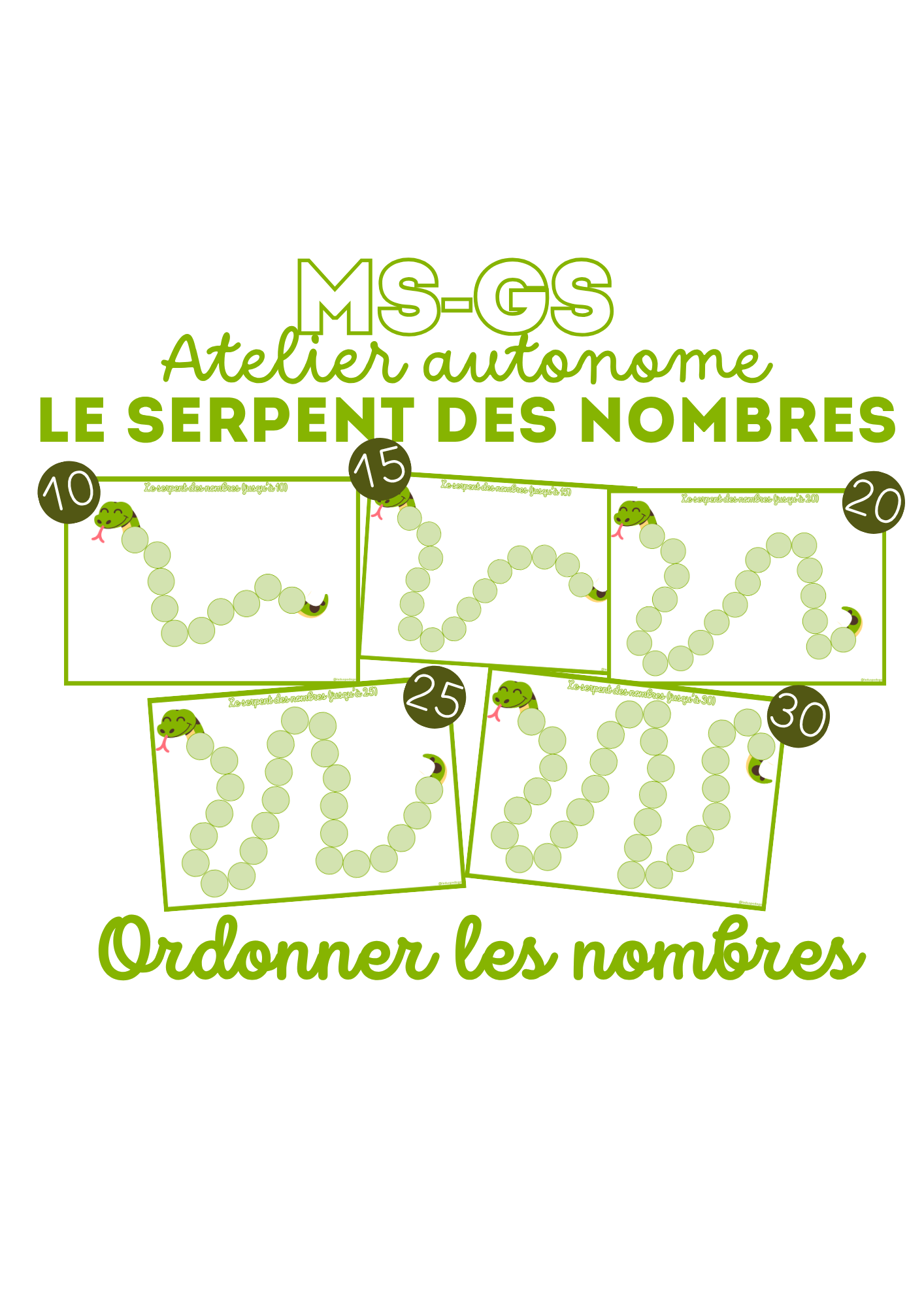 Le Serpent des Nombres – Ordonner les nombres jusqu'à 30