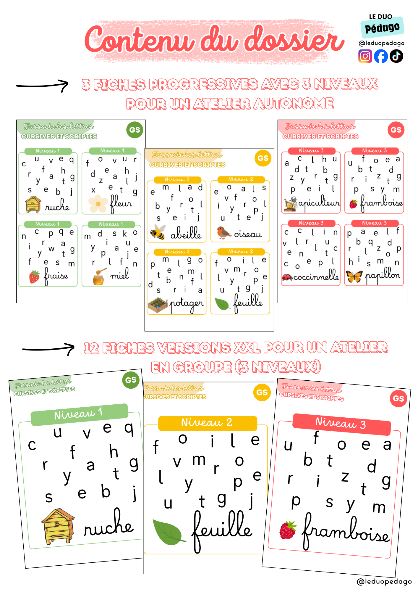Associer les lettres cursives et scriptes (Printemps) - Atelier autonome GS – Image 2