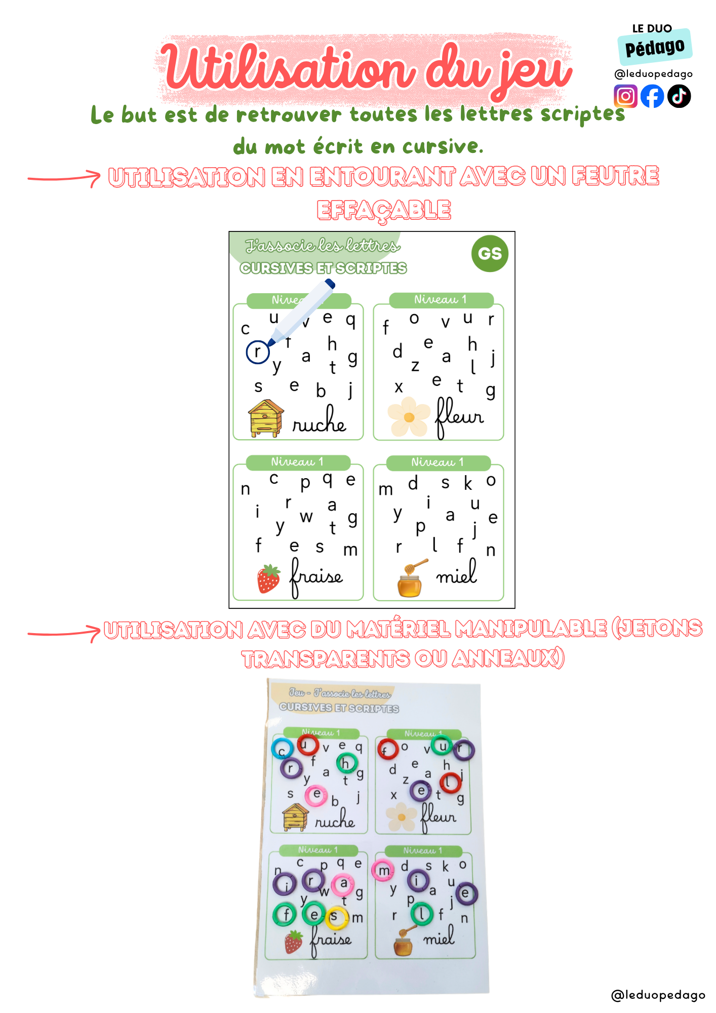 Associer les lettres cursives et scriptes (Printemps) - Atelier autonome GS – Image 3
