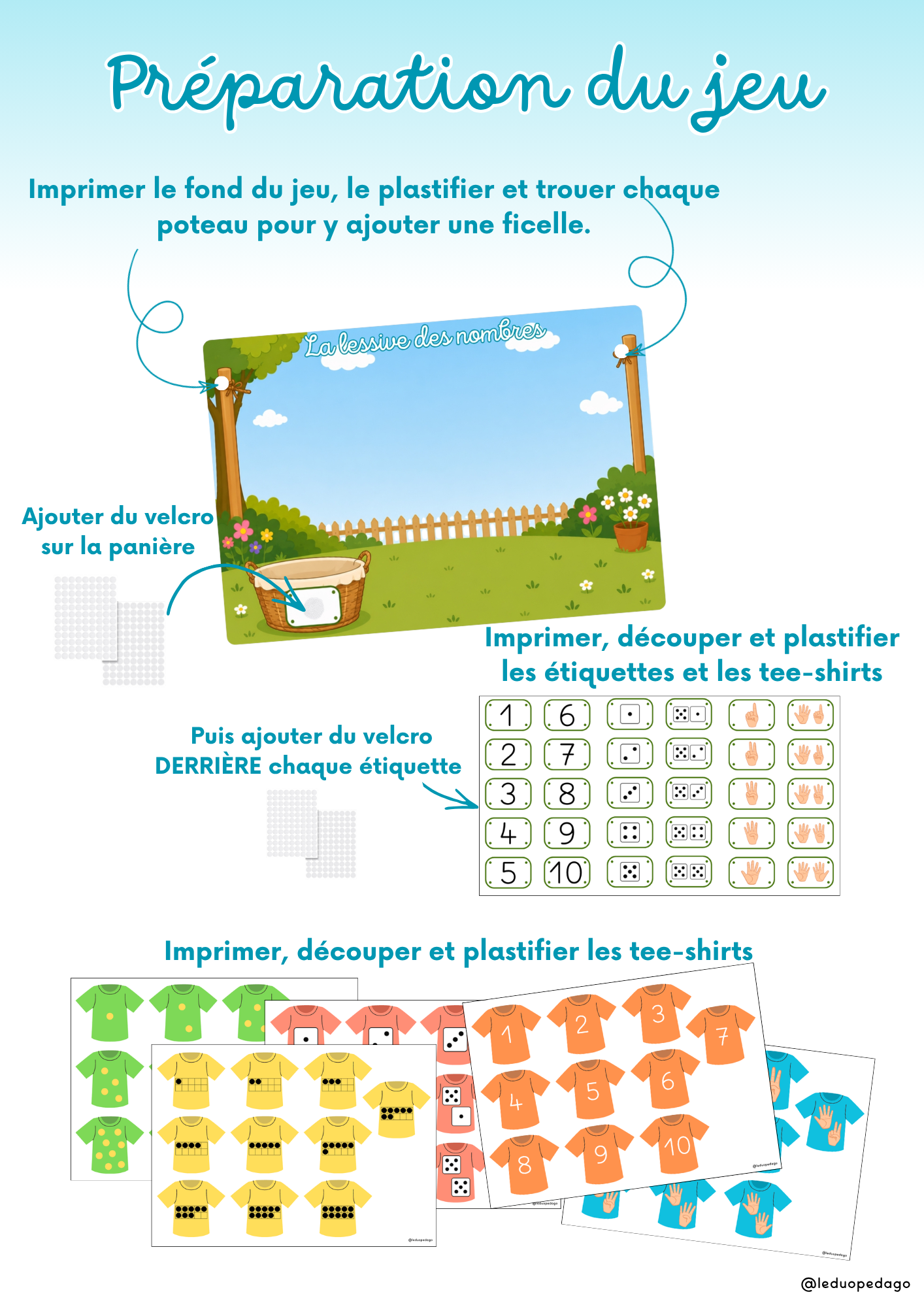 La lessive des nombres | Jeu des représentations des nombres 1 à 10 | PS MS GS – Image 3