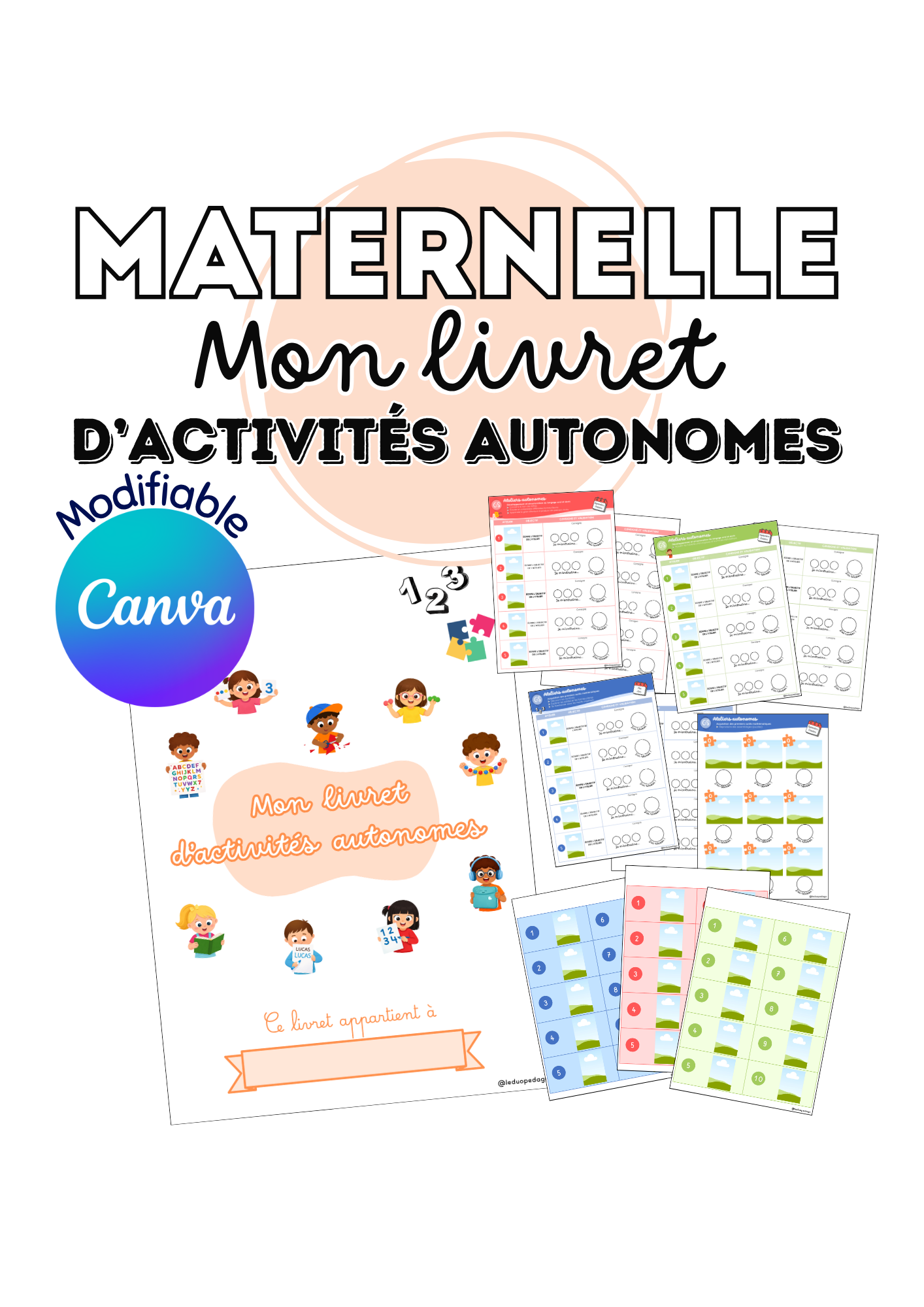 Mon livret d'activités autonomes – Modèle Canva modifiable - PS MS GS