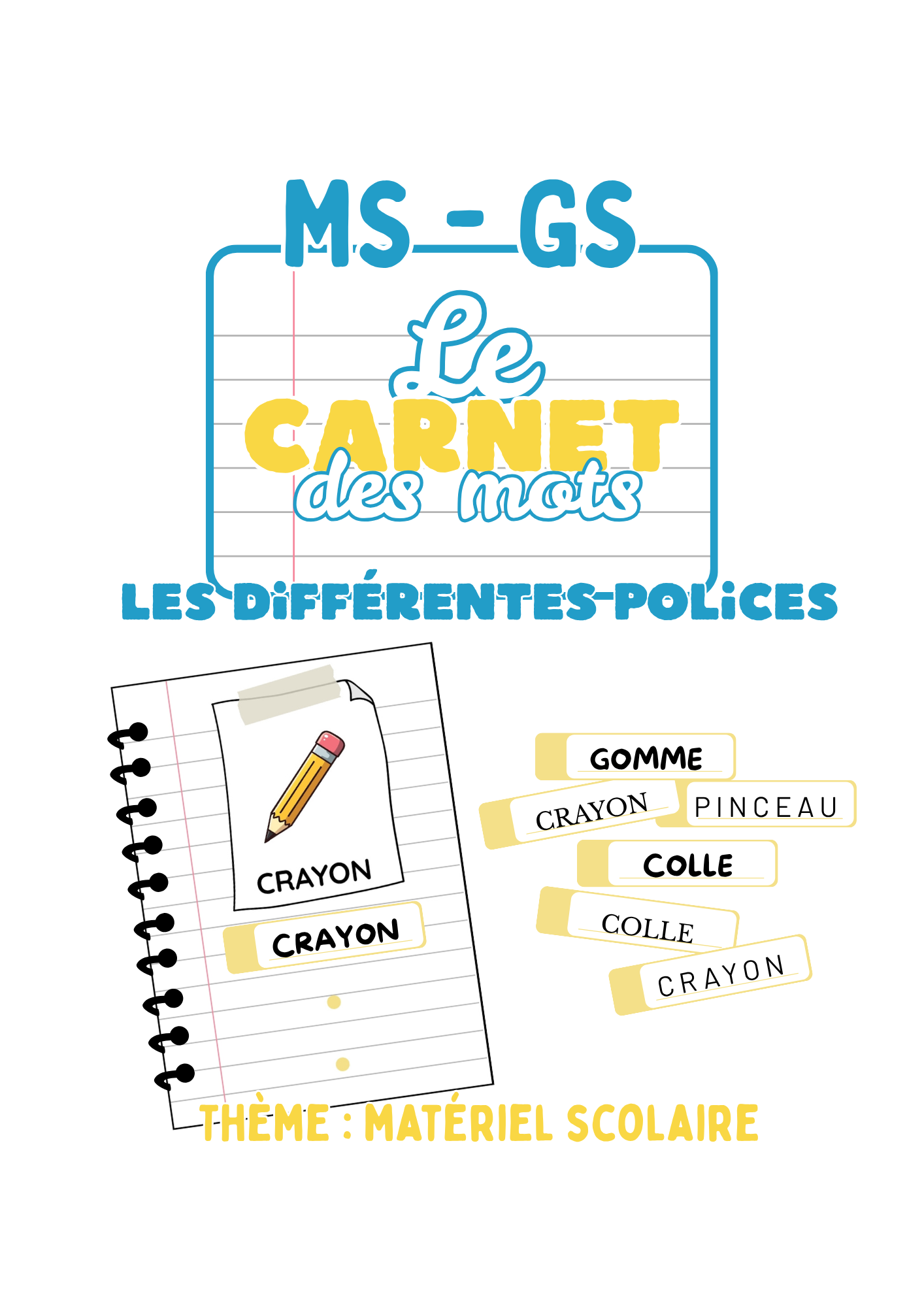 Le carnet des mots – Le matériel scolaire