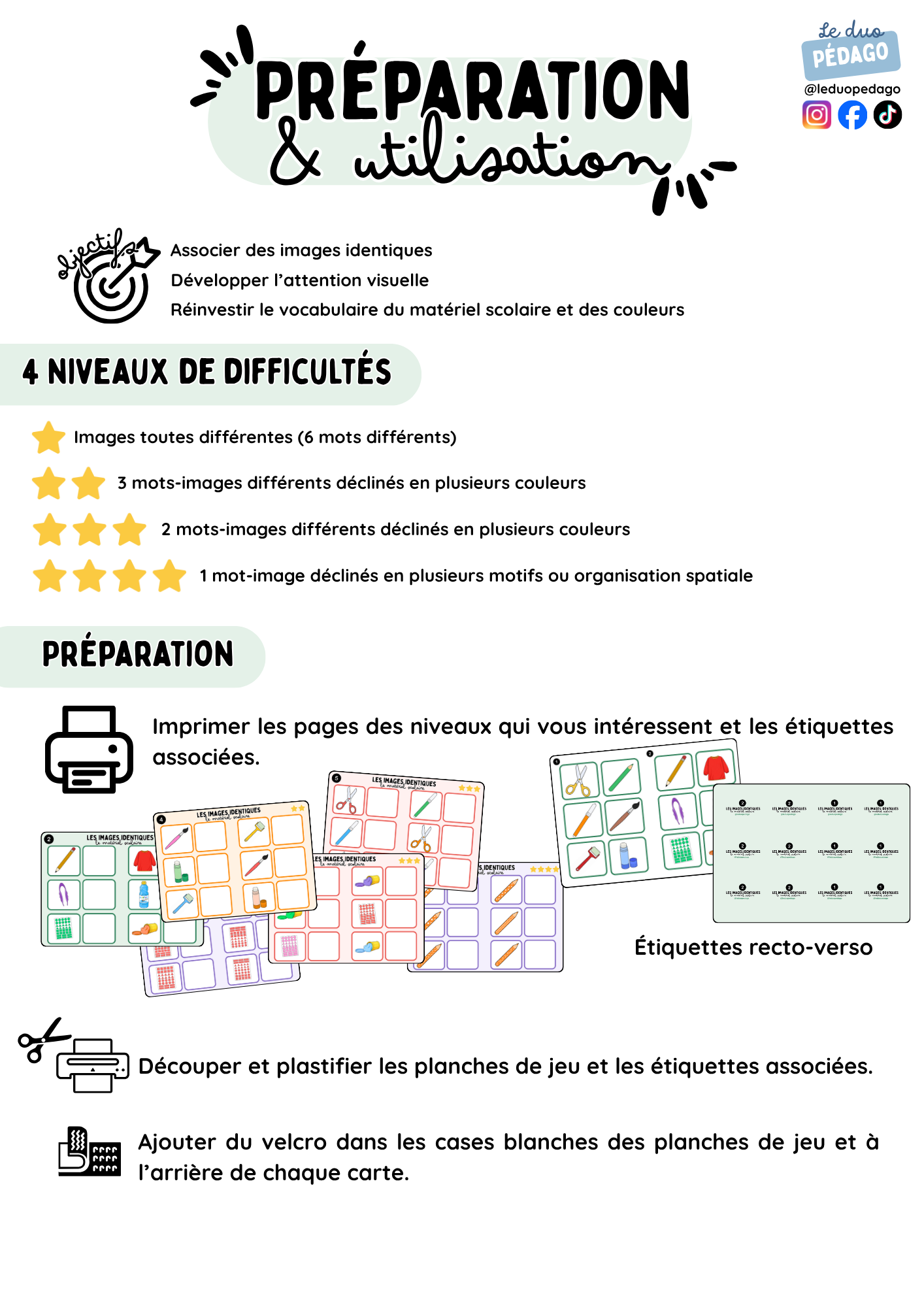 Les images identiques – Le matériel scolaire - PS/MS – Image 2