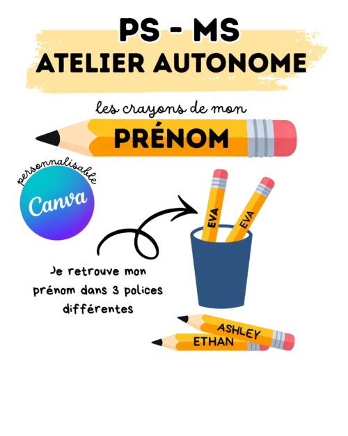 ✏️ Les crayons de mon prénom – Atelier autonome PS-MS